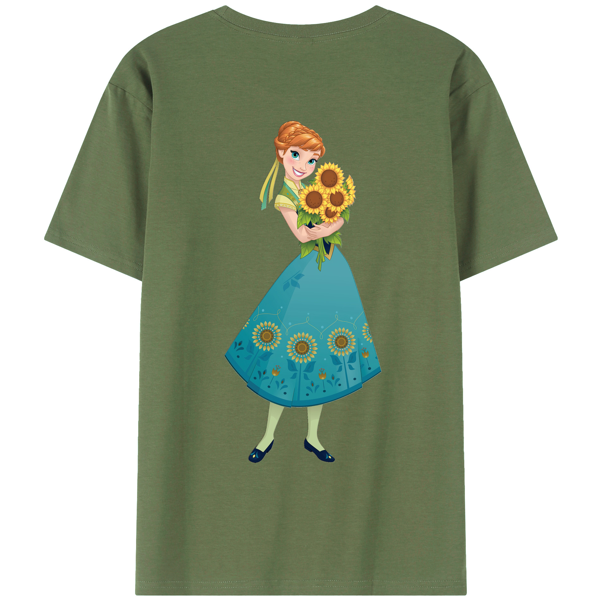 （画像用） アナと雪の女王 アンナ エルサ Frozen Anna Elsa 綿100％ メンズ半袖Tシャツ（バックプリント） 通気性